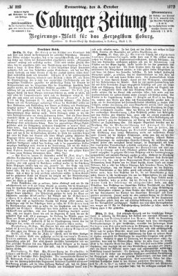 Coburger Zeitung Donnerstag 3. Oktober 1872