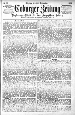 Coburger Zeitung Dienstag 19. November 1872
