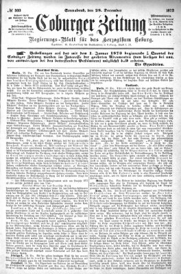 Coburger Zeitung Samstag 28. Dezember 1872