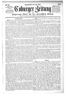 Coburger Zeitung Samstag 12. Juli 1873