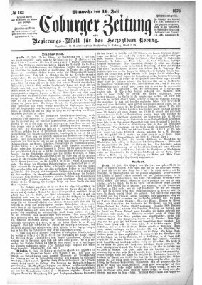 Coburger Zeitung Mittwoch 16. Juli 1873