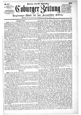 Coburger Zeitung Freitag 21. November 1873