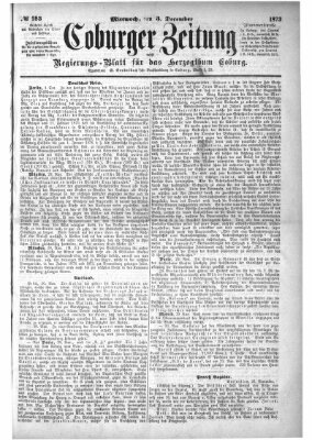 Coburger Zeitung Mittwoch 3. Dezember 1873
