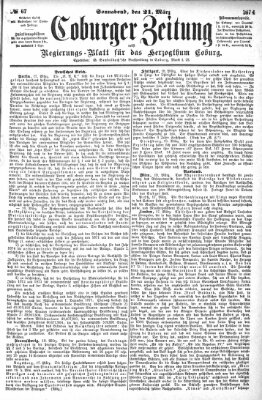Coburger Zeitung Samstag 21. März 1874