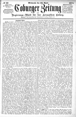 Coburger Zeitung Mittwoch 22. April 1874