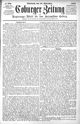 Coburger Zeitung Mittwoch 18. November 1874