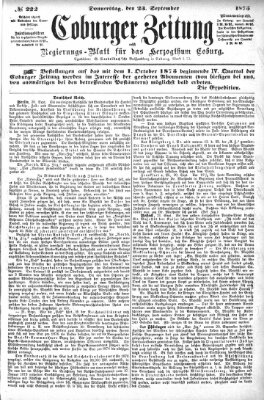Coburger Zeitung Donnerstag 23. September 1875