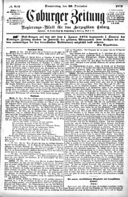 Coburger Zeitung Donnerstag 30. Dezember 1875