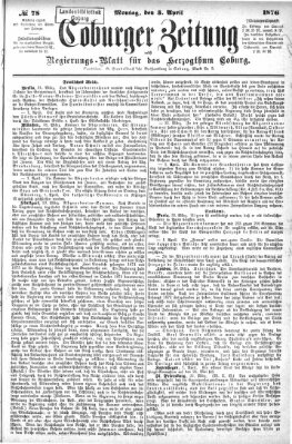 Coburger Zeitung Montag 3. April 1876