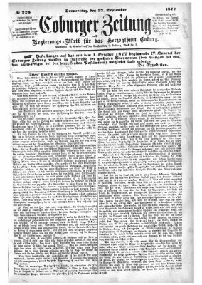 Coburger Zeitung Donnerstag 27. September 1877