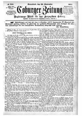 Coburger Zeitung Samstag 29. September 1877