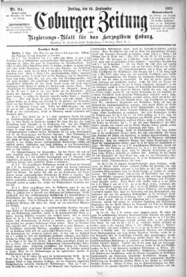 Coburger Zeitung Freitag 13. September 1878