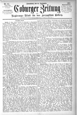 Coburger Zeitung Samstag 14. September 1878