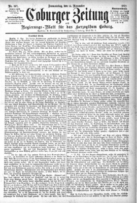 Coburger Zeitung Donnerstag 14. November 1878