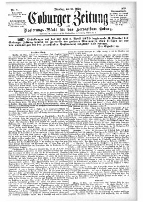 Coburger Zeitung Dienstag 25. März 1879