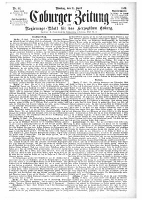 Coburger Zeitung Montag 21. April 1879