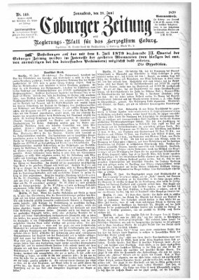 Coburger Zeitung Samstag 28. Juni 1879