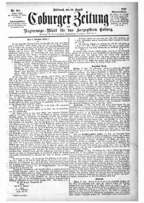 Coburger Zeitung Mittwoch 20. August 1879