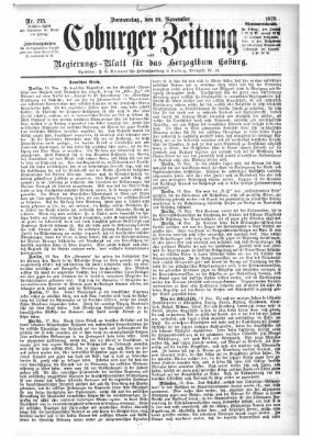 Coburger Zeitung Donnerstag 20. November 1879