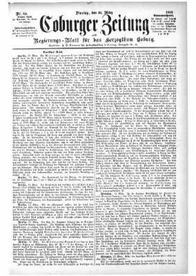 Coburger Zeitung Dienstag 16. März 1880