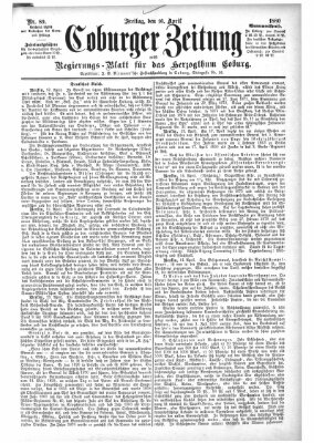 Coburger Zeitung Freitag 16. April 1880