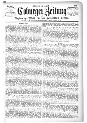 Coburger Zeitung Mittwoch 14. Juli 1880