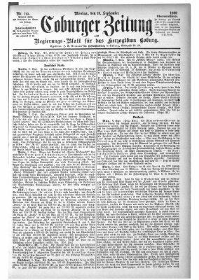 Coburger Zeitung Montag 13. September 1880