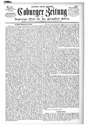 Coburger Zeitung Samstag 25. September 1880