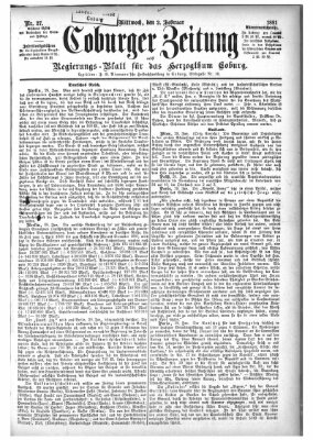 Coburger Zeitung Mittwoch 2. Februar 1881
