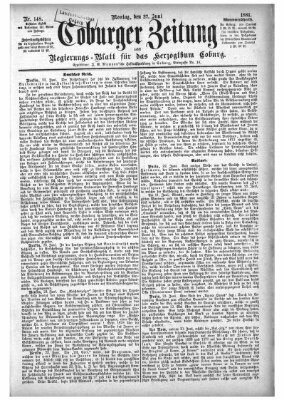 Coburger Zeitung Montag 27. Juni 1881
