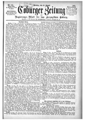 Coburger Zeitung Montag 22. August 1881
