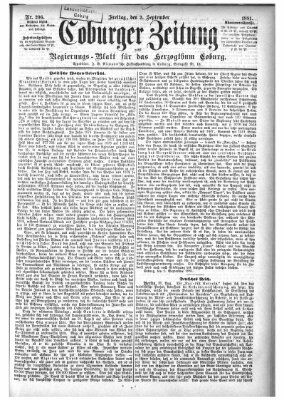 Coburger Zeitung Freitag 2. September 1881