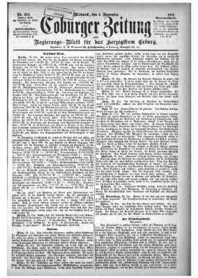 Coburger Zeitung Mittwoch 2. November 1881