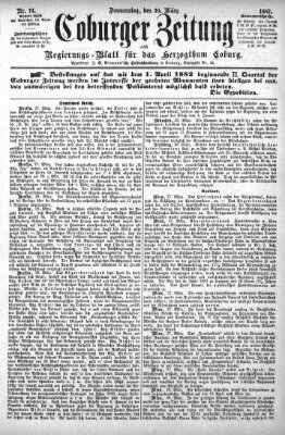 Coburger Zeitung Donnerstag 30. März 1882