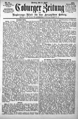 Coburger Zeitung Montag 17. April 1882