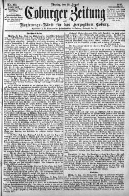 Coburger Zeitung Dienstag 29. August 1882