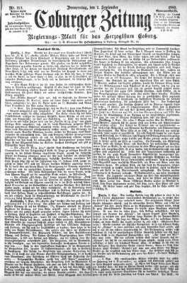 Coburger Zeitung Donnerstag 7. September 1882