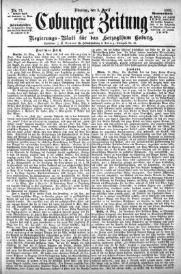 Coburger Zeitung Dienstag 3. April 1883