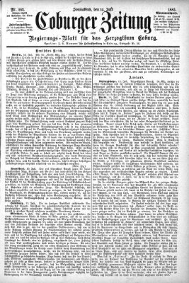 Coburger Zeitung Samstag 14. Juli 1883