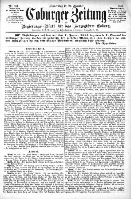 Coburger Zeitung Donnerstag 27. Dezember 1883