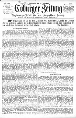 Coburger Zeitung Samstag 27. Dezember 1884
