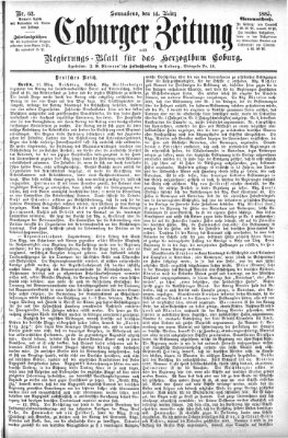 Coburger Zeitung Samstag 14. März 1885