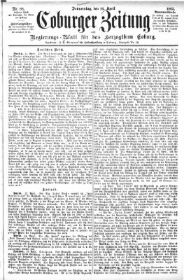 Coburger Zeitung Donnerstag 16. April 1885