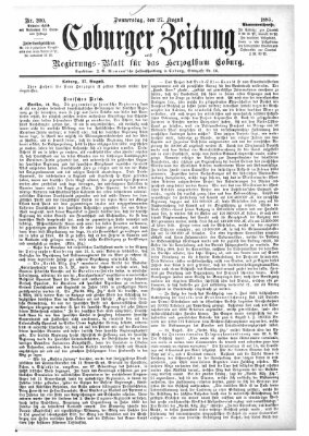 Coburger Zeitung Donnerstag 27. August 1885