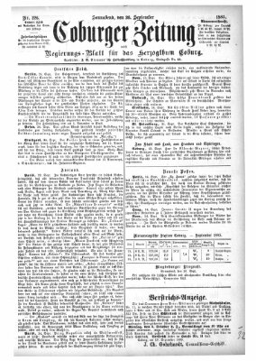 Coburger Zeitung Samstag 26. September 1885