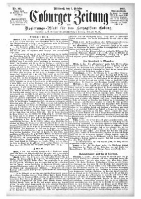 Coburger Zeitung Mittwoch 7. Oktober 1885
