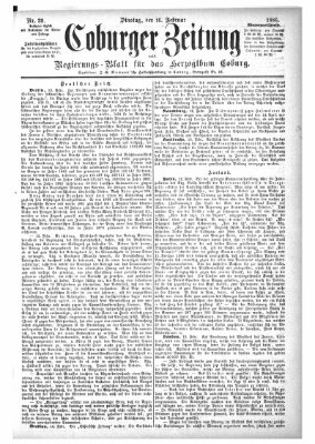Coburger Zeitung Dienstag 16. Februar 1886
