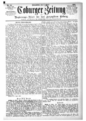 Coburger Zeitung Samstag 3. April 1886
