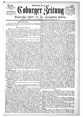 Coburger Zeitung Donnerstag 17. Juni 1886