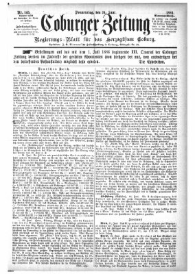 Coburger Zeitung Donnerstag 24. Juni 1886